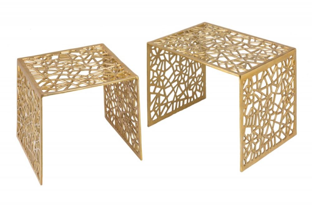 Design Couchtisch 2er Set RIAS Aluminium ca.50cm gold