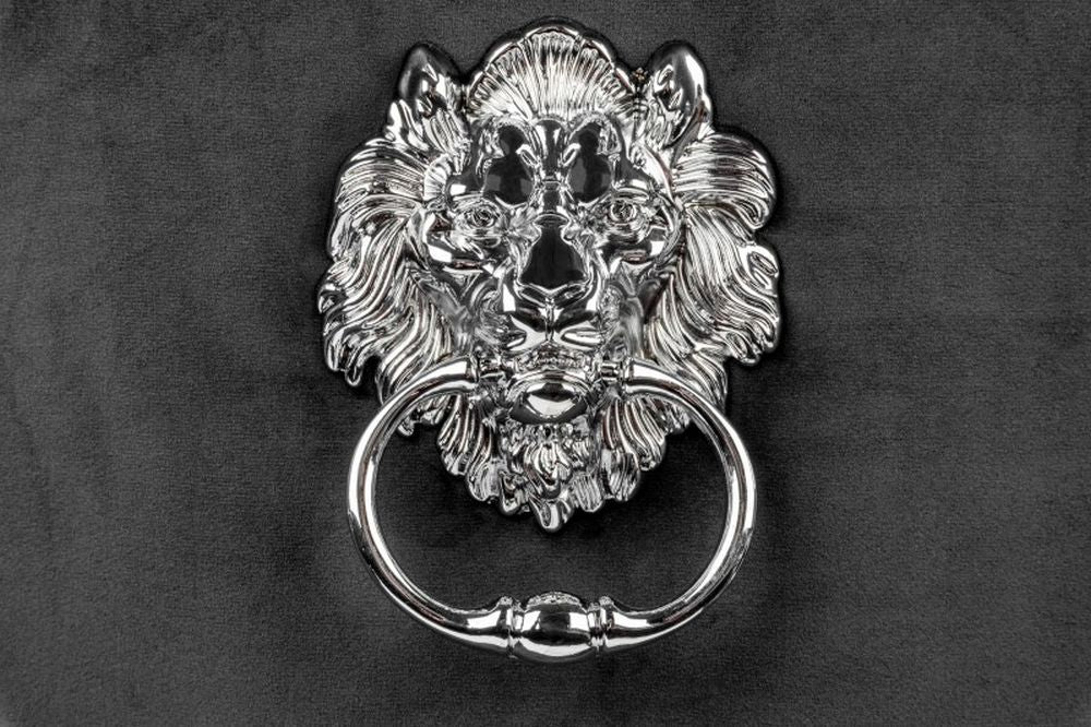 Edler Stuhl LION Samt schwarz Löwenkopf Hochlehner