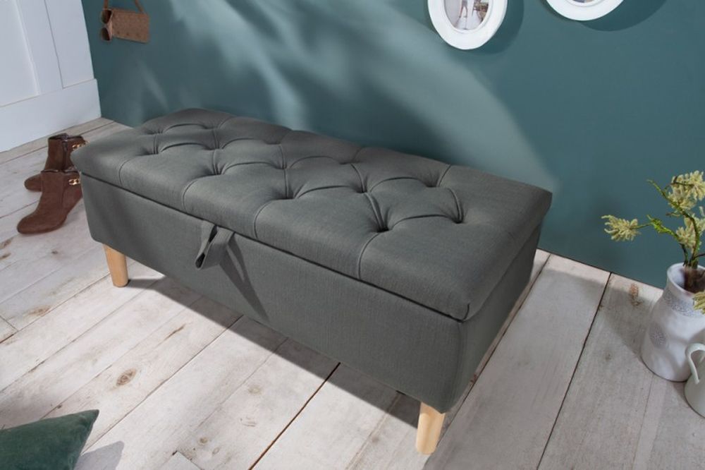 Elegante Truhenbank MODAN grau ca.100cm Stauraum