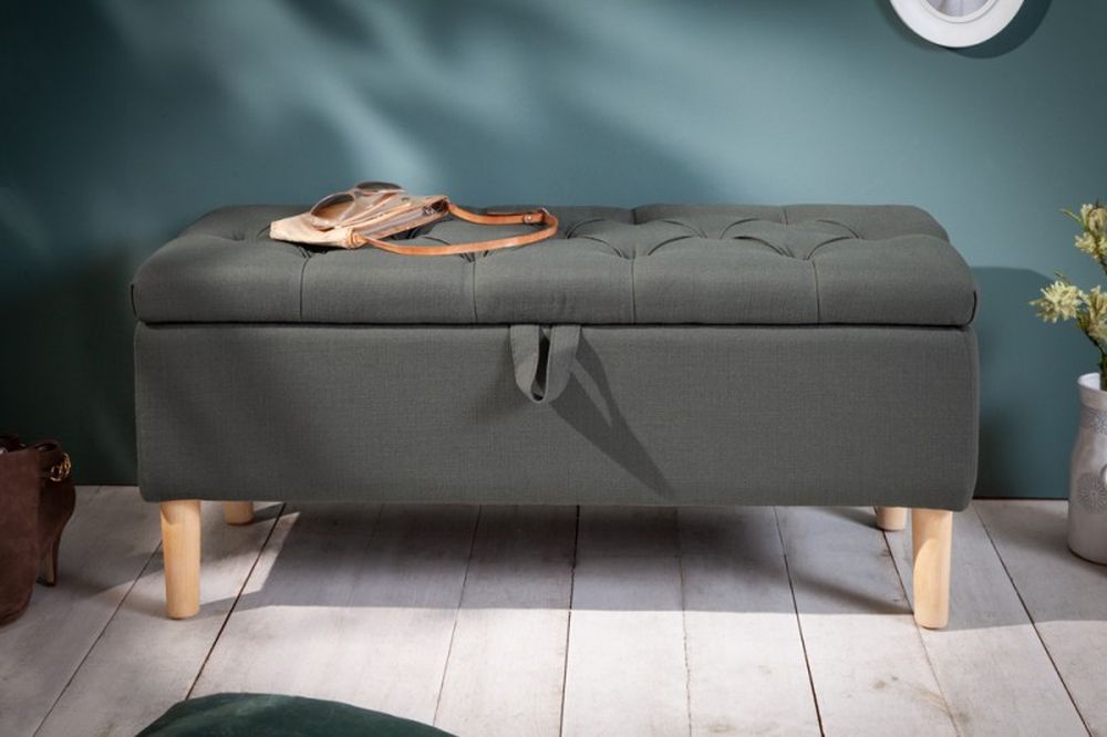 Elegante Truhenbank MODAN grau ca.100cm Stauraum