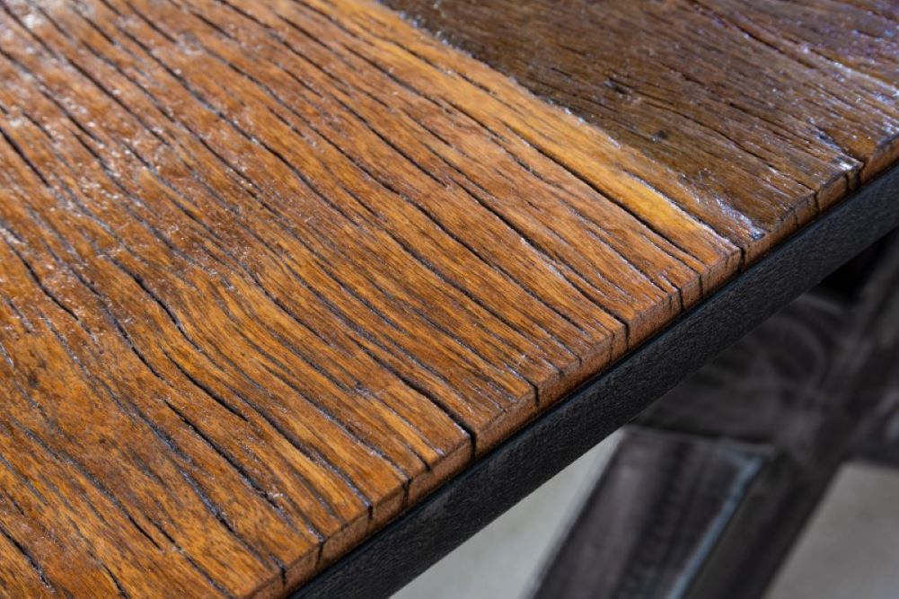 Industrie-Design Esstisch REFLEX 180cm recyceltes Holz X-Gestell
