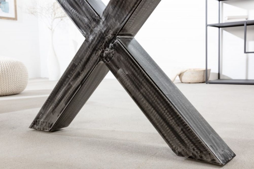Industrie-Design Esstisch REFLEX 180cm recyceltes Holz X-Gestell