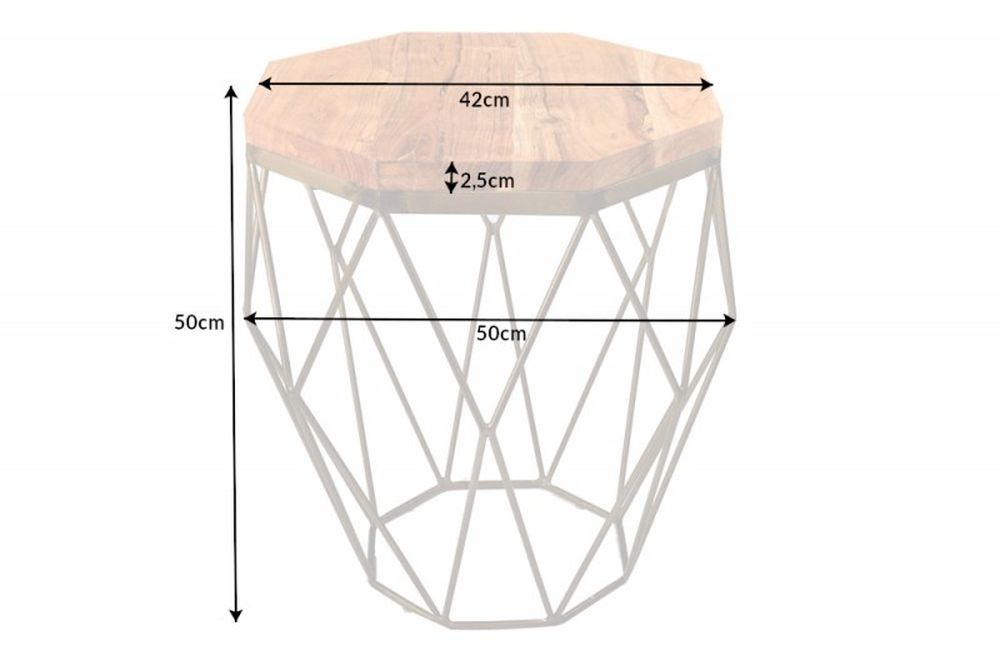 Exklusiver Beistelltisch BIJOUX ca.50cm natur Akazie