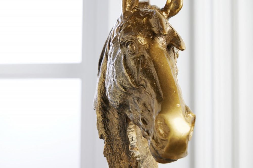 Pferde Deko-Figur 40cm UMA gold Aluminium Pferdekopf Skulptur