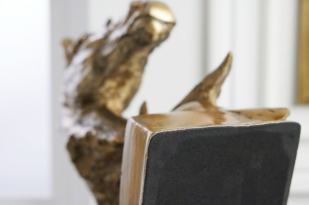 Pferde Deko-Figur 40cm UMA gold Aluminium Pferdekopf Skulptur