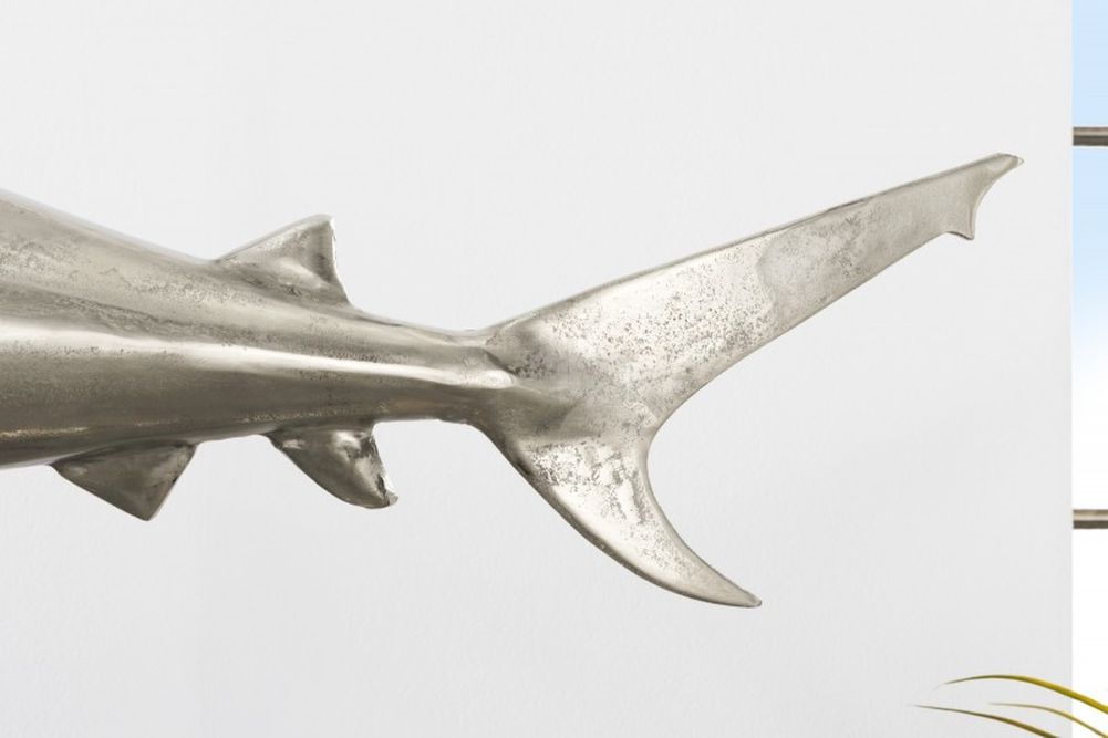 Deko-Figur Haifisch 70cm SHARK silber Aluminium Maritim Hai Skulptur