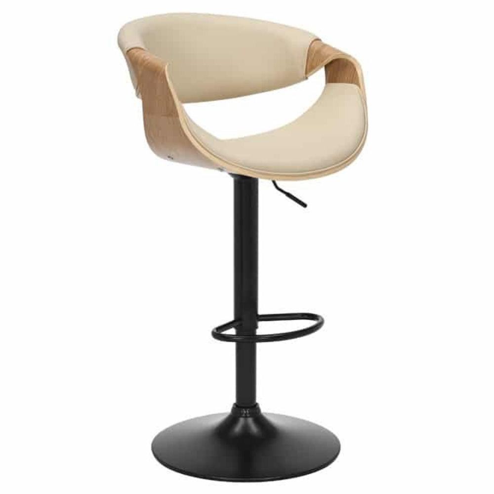 Design Barhocker FAMOUS natur höhenverstellbar Eiche creme Armlehne