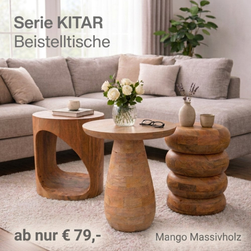 Serie KITAR Beistelltische Mango Massivholz