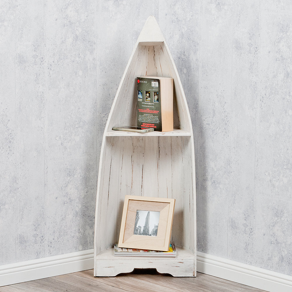 Massivholz Bootsregal / Bücherregal BALI ca.100cm Antique White