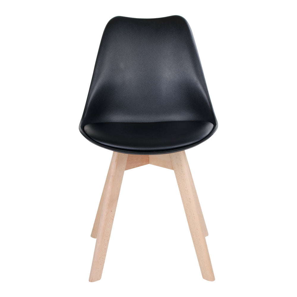 Design Stuhl DELMO (2er Set) schwarz + Holzbeine
