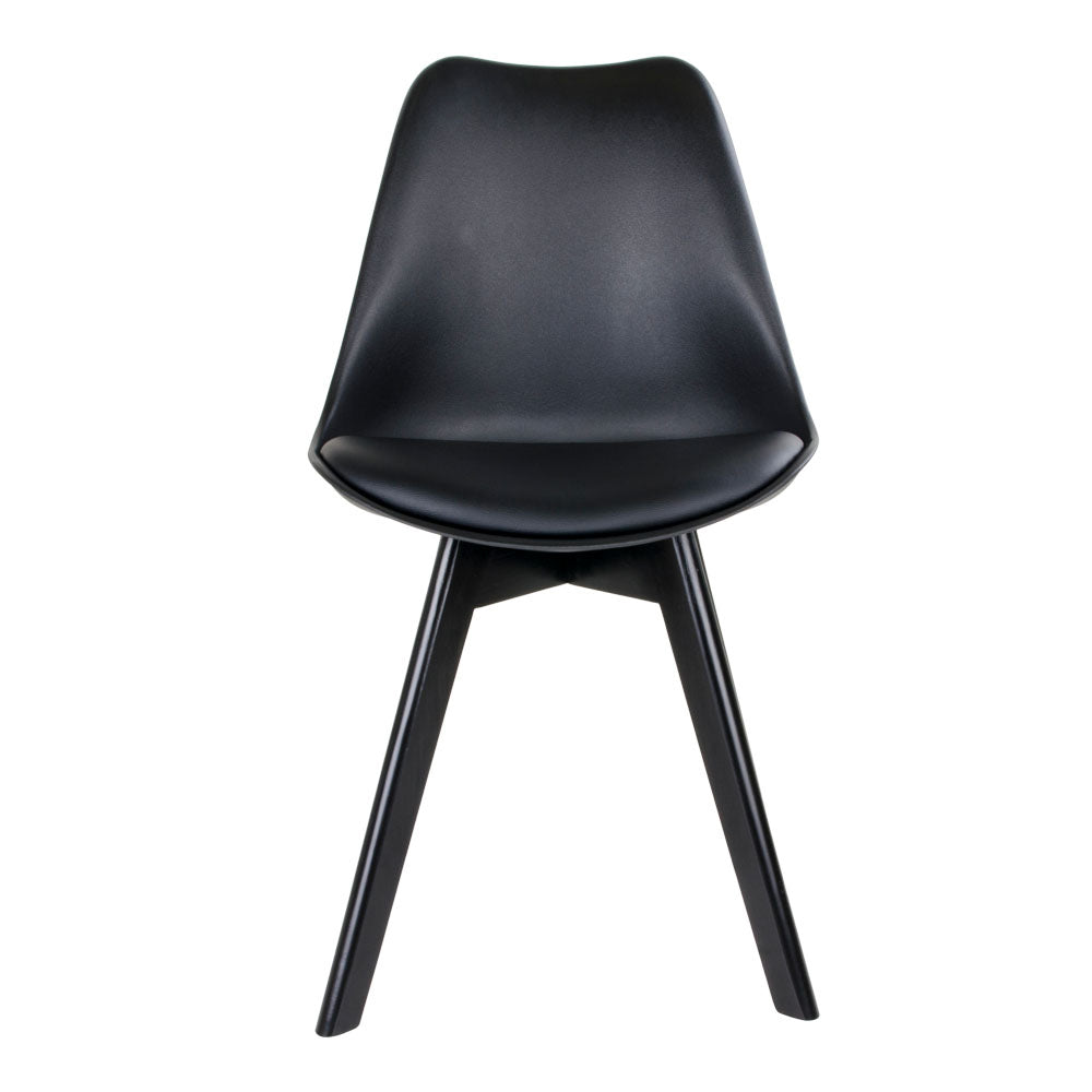 Design Stuhl BORG (2er Set) schwarz + schwarze Holzbeine