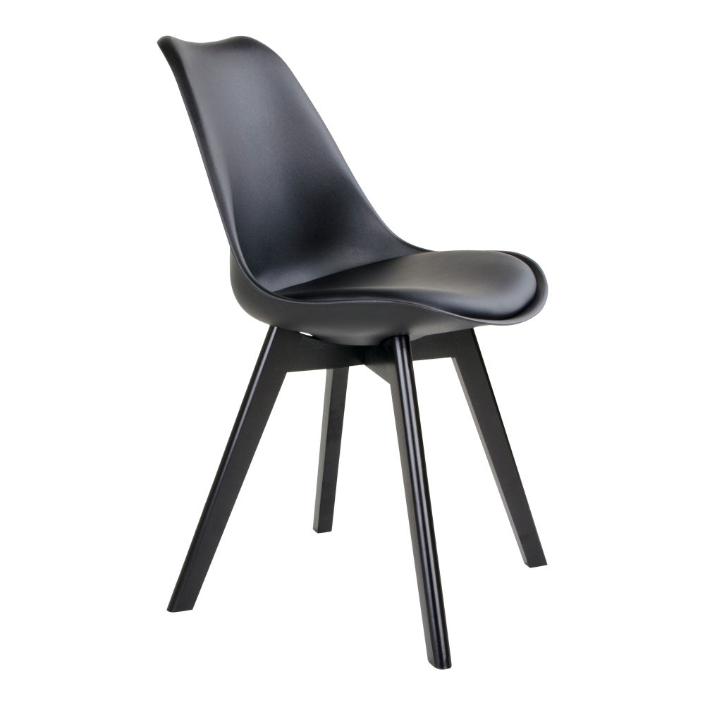 Design Stuhl BORG (2er Set) schwarz + schwarze Holzbeine