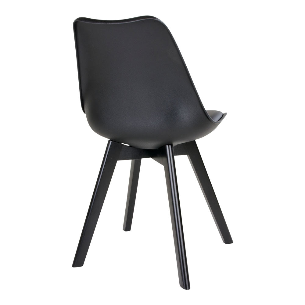 Design Stuhl BORG (2er Set) schwarz + schwarze Holzbeine