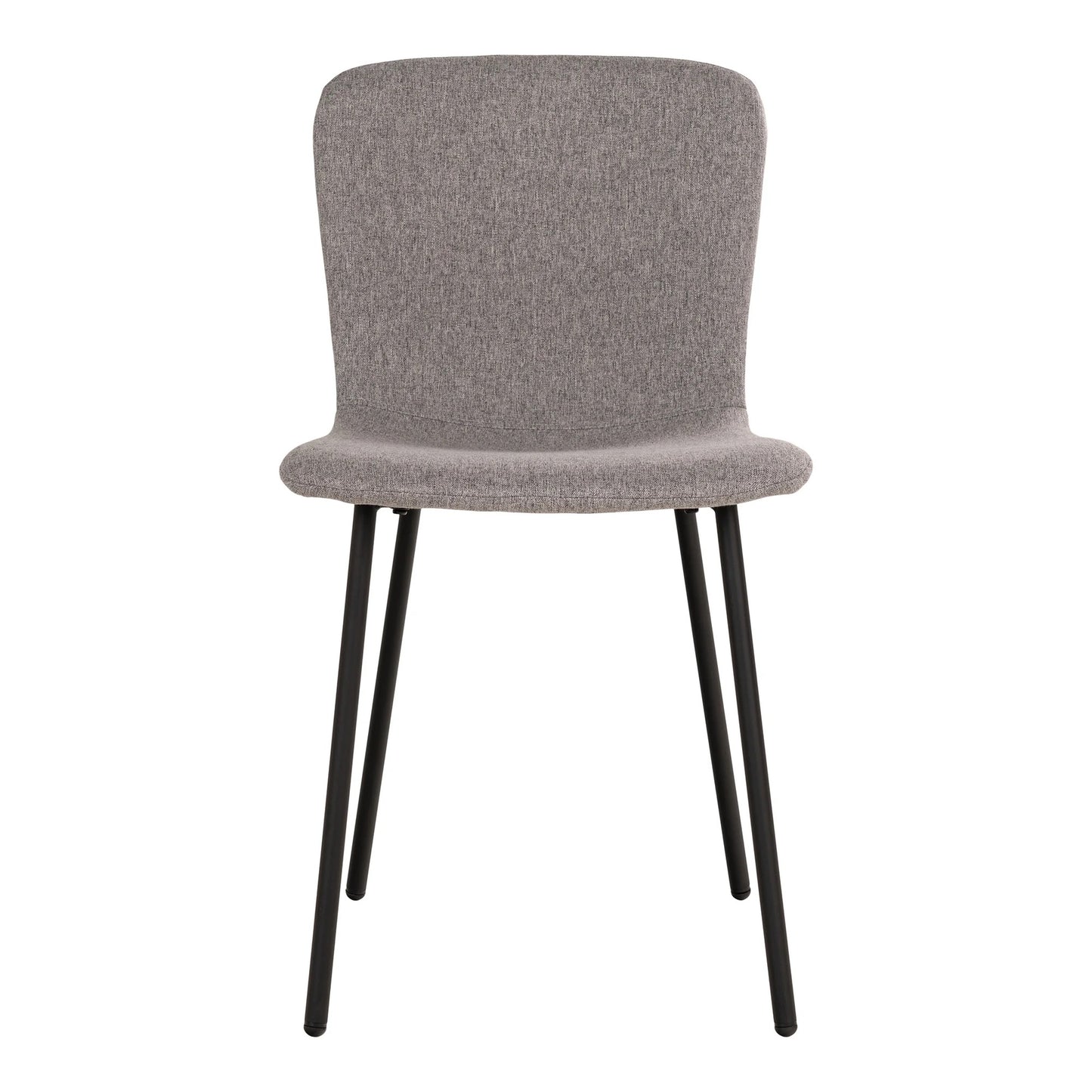 2er Set - Retro Stuhl HANNA grau Bouclé-Stoff schwarze Beine