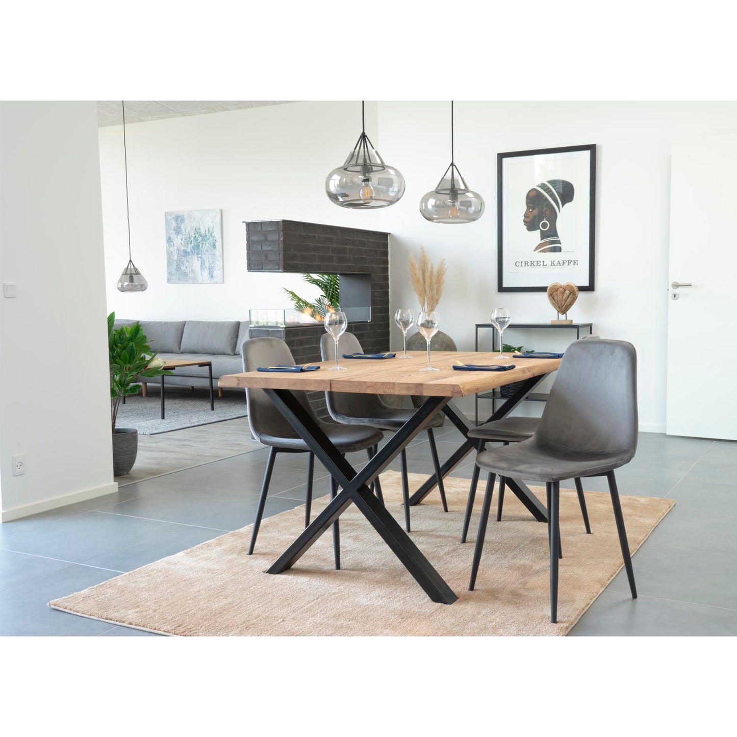 Zeitloser Stuhl MALMÖ (2er Set) grau Samt