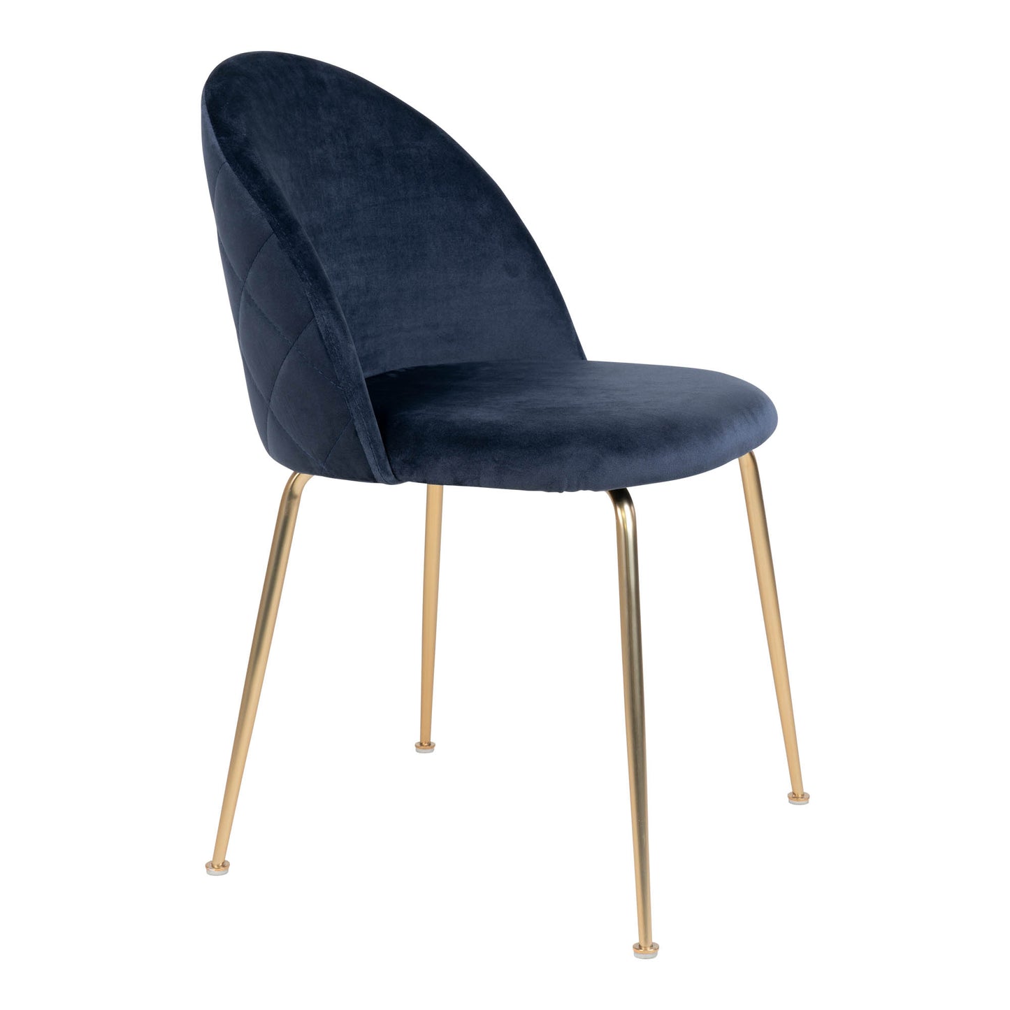 2er-Set Eleganter Stuhl GENF blau Samt - Beine in Messing-Look