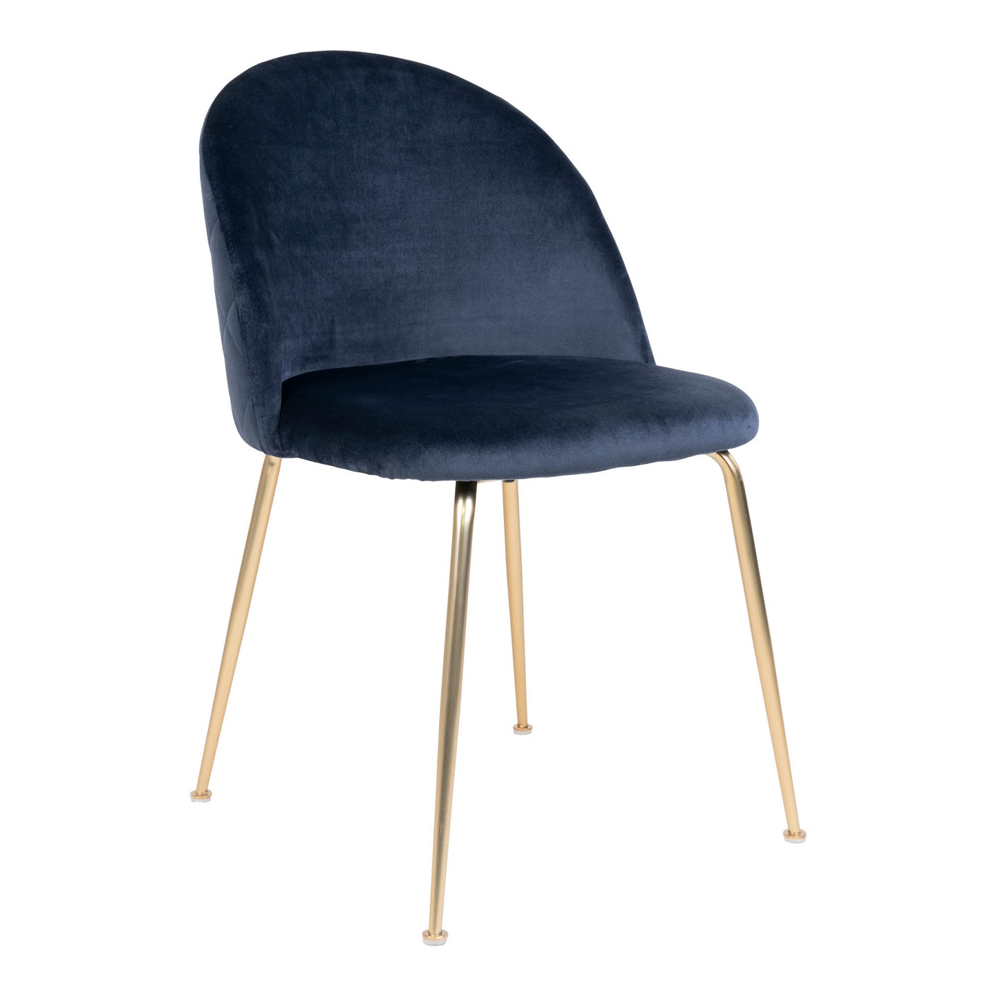 2er-Set Eleganter Stuhl GENF blau Samt - Beine in Messing-Look