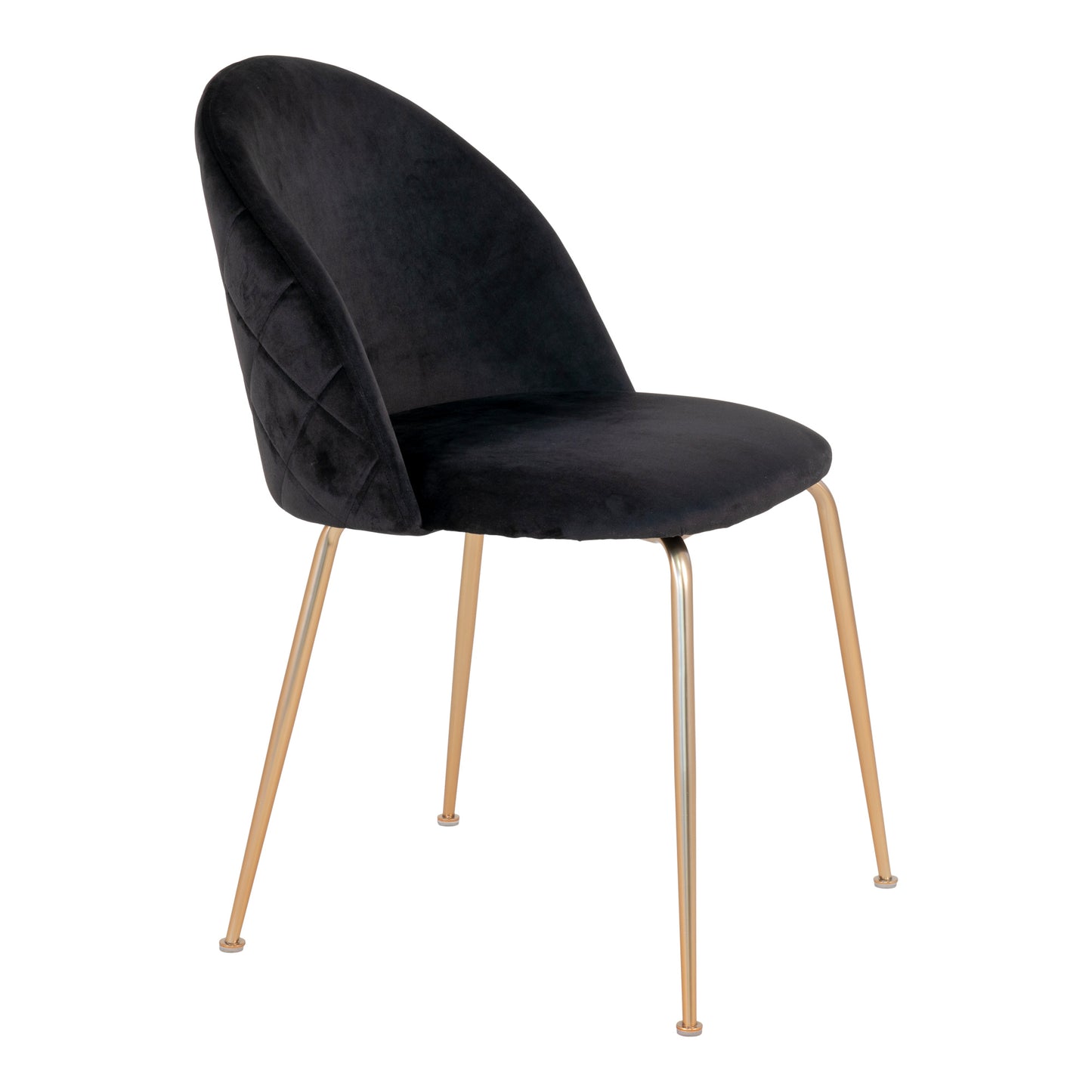 Eleganter Stuhl GENF  (2er Set) schwarz Samt - Beine in Messing-Look