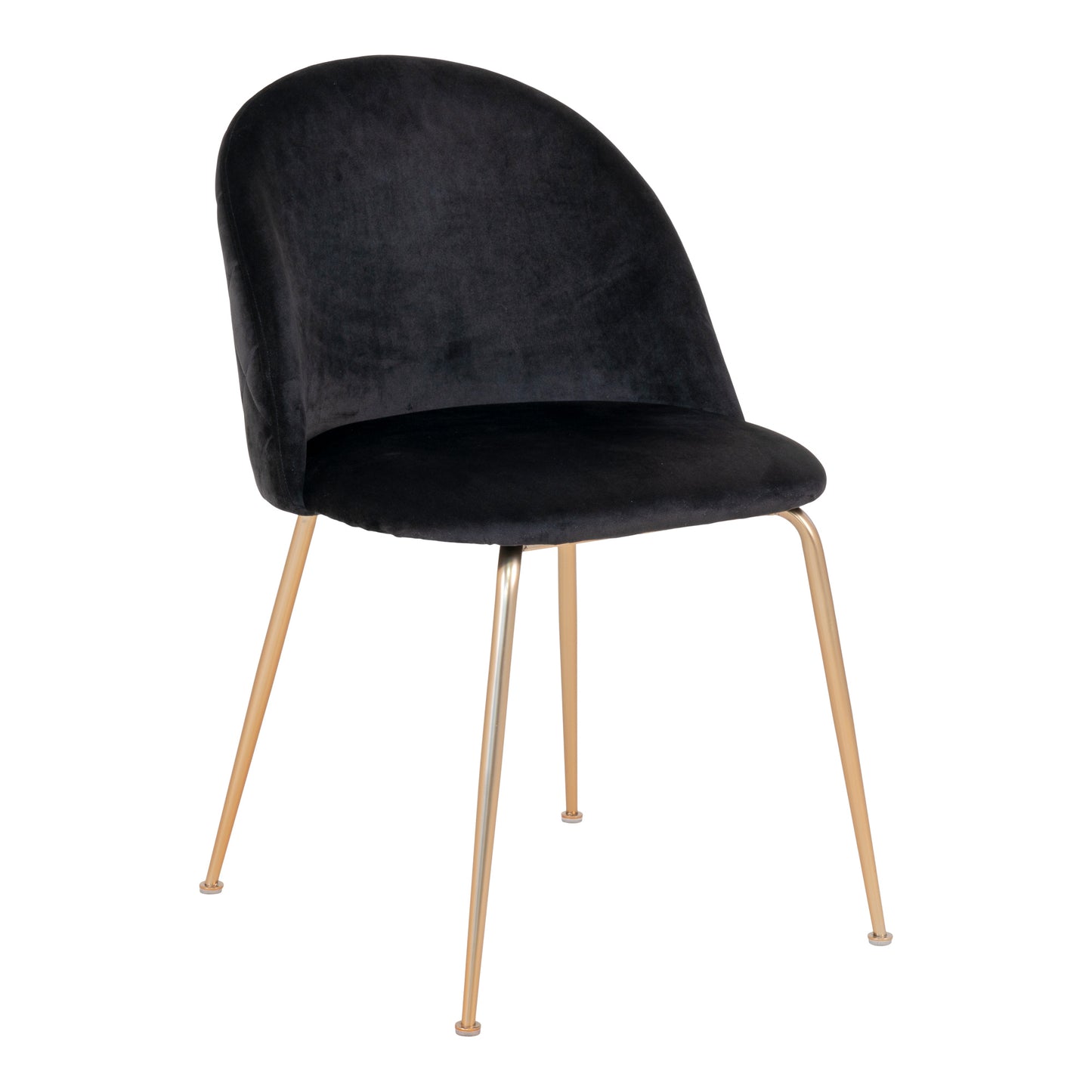Eleganter Stuhl GENF  (2er Set) schwarz Samt - Beine in Messing-Look