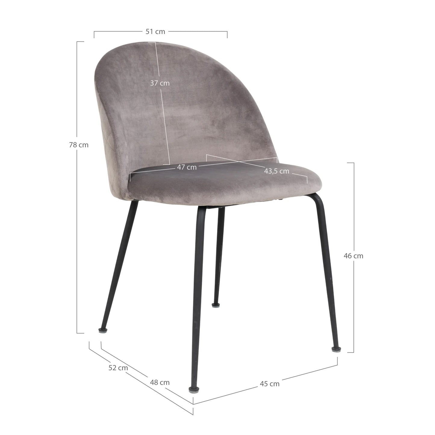 2er-Set - Eleganter Stuhl GENF grau Samt