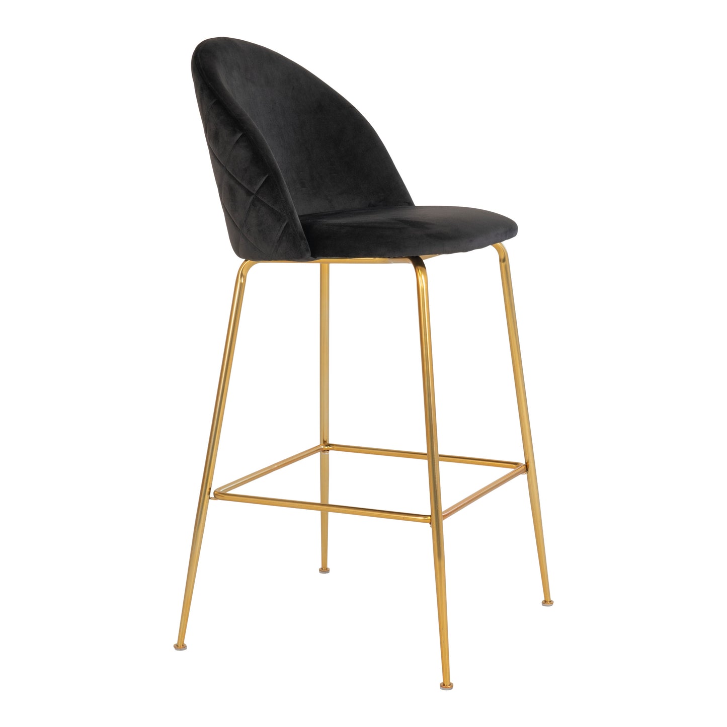 Edler Barstuhl TOULOUSE  (2er Set) schwarz Samt Beine in Messing-Look