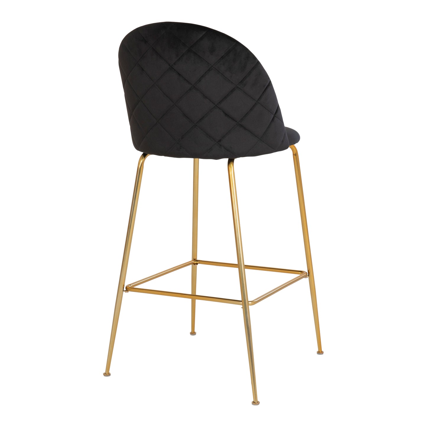 Edler Barstuhl TOULOUSE  (2er Set) schwarz Samt Beine in Messing-Look