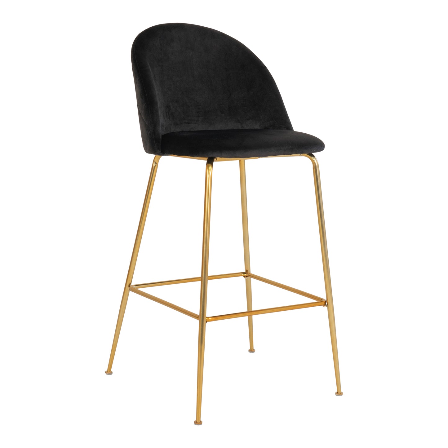 Edler Barstuhl TOULOUSE  (2er Set) schwarz Samt Beine in Messing-Look