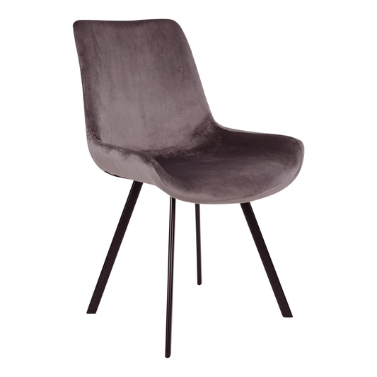 Retro-Design CHICAGO Stuhl (2er Set) grau Samt mit schwarzen Beinen