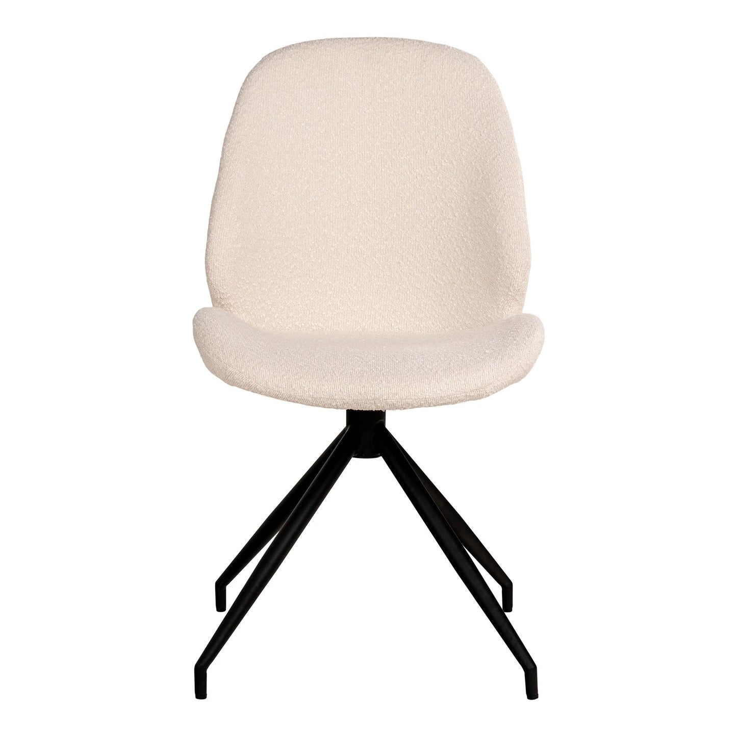 2er Set - Design Drehstuhl VIENNA creme-weiss Bouclé-Stoff