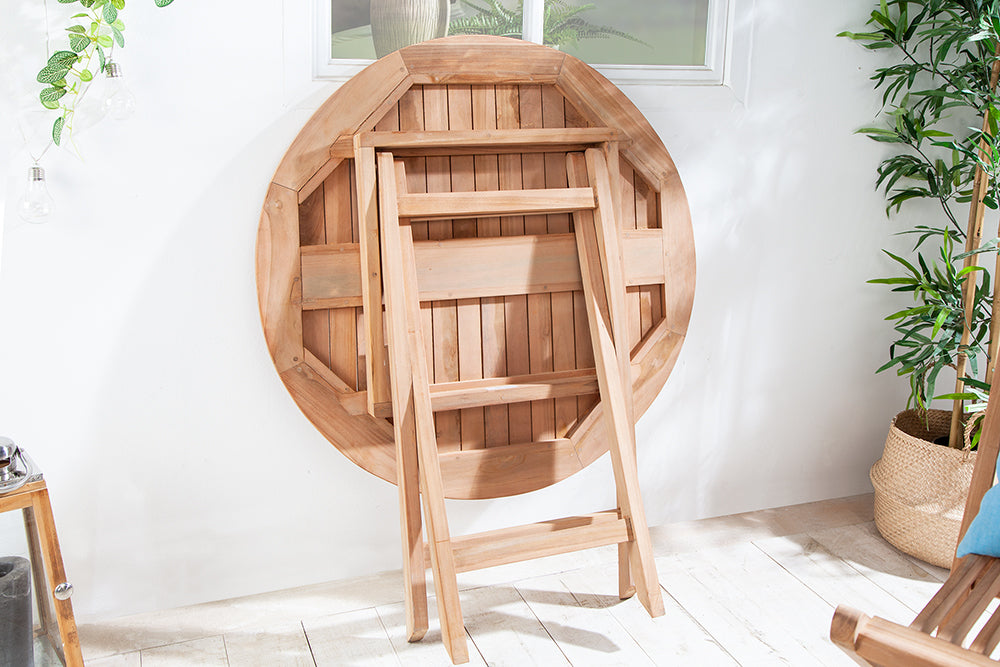 Teak Gartentisch KURSI klappbar ca. D100cm Esstisch