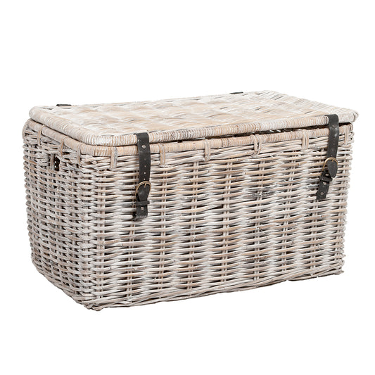 Rattan Truhe RESSY White Wash ca.70cm Couchtisch