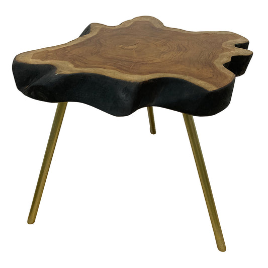 Einzigartiger Teak Beistelltisch ANOMALA-XL ca. D50-55cm Natural