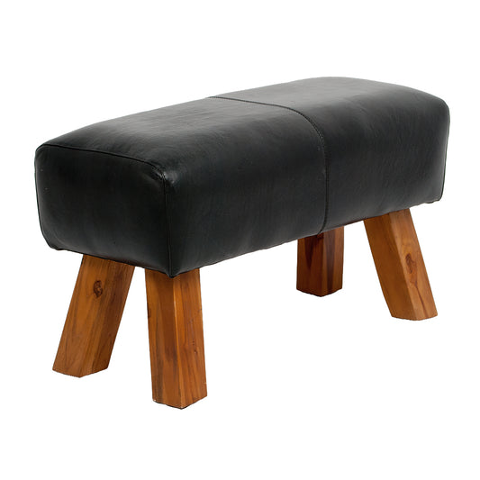Leder Bank MAXI-M Schwarz ca. L80cm Teak