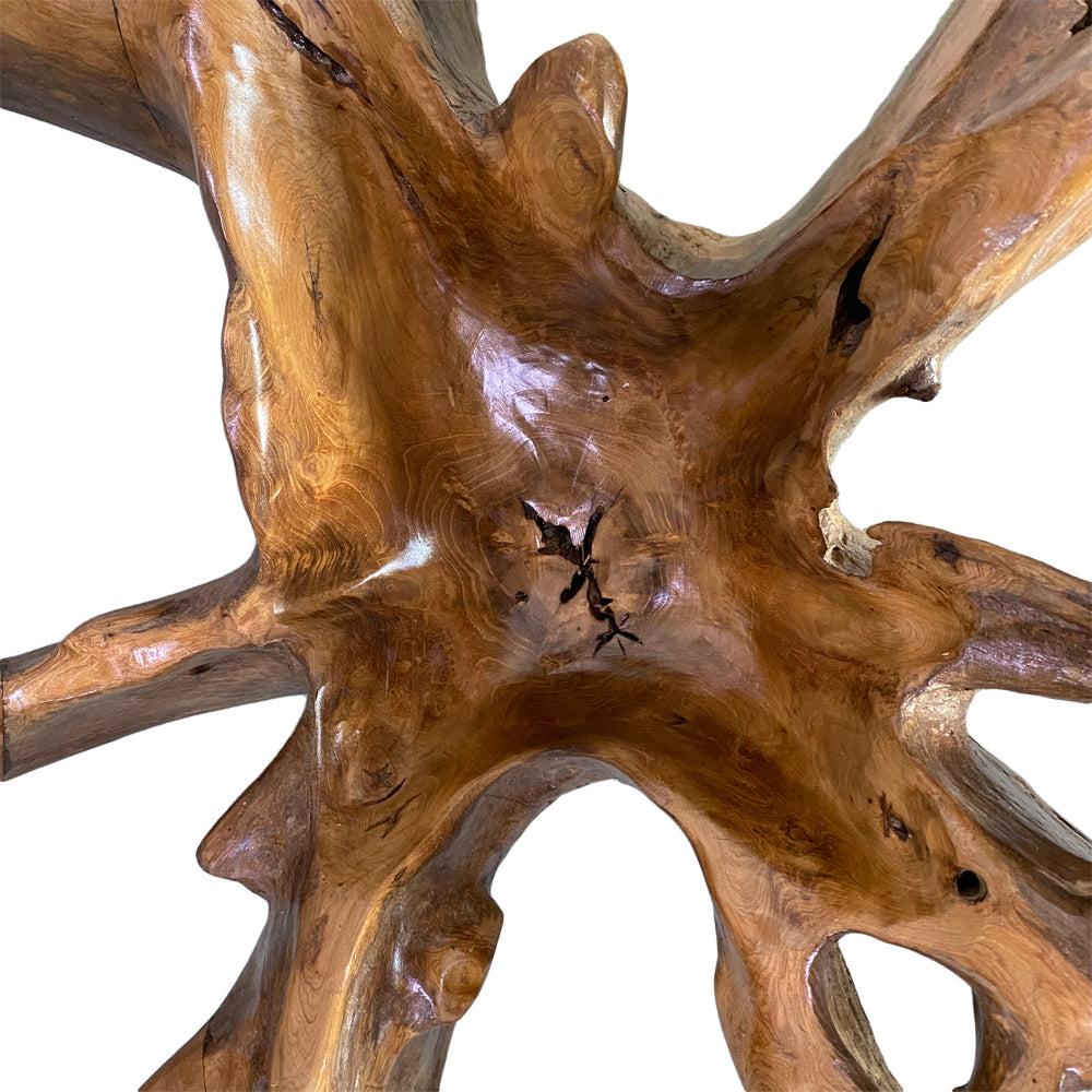 Individueller Teak Couchtisch ZONAS natural 80cm mit Glasplatte