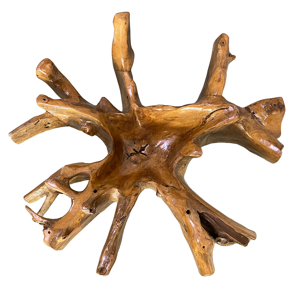 Individueller Teak Couchtisch ZONAS natural 80cm mit Glasplatte