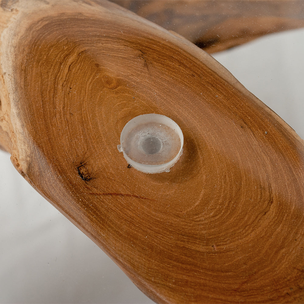 Individueller Teak Couchtisch ZONAS natural 80cm mit Glasplatte