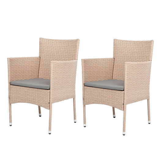 2er-Set Armlehnstuhl SHARON Polyrattan Natural inkl.Kissen