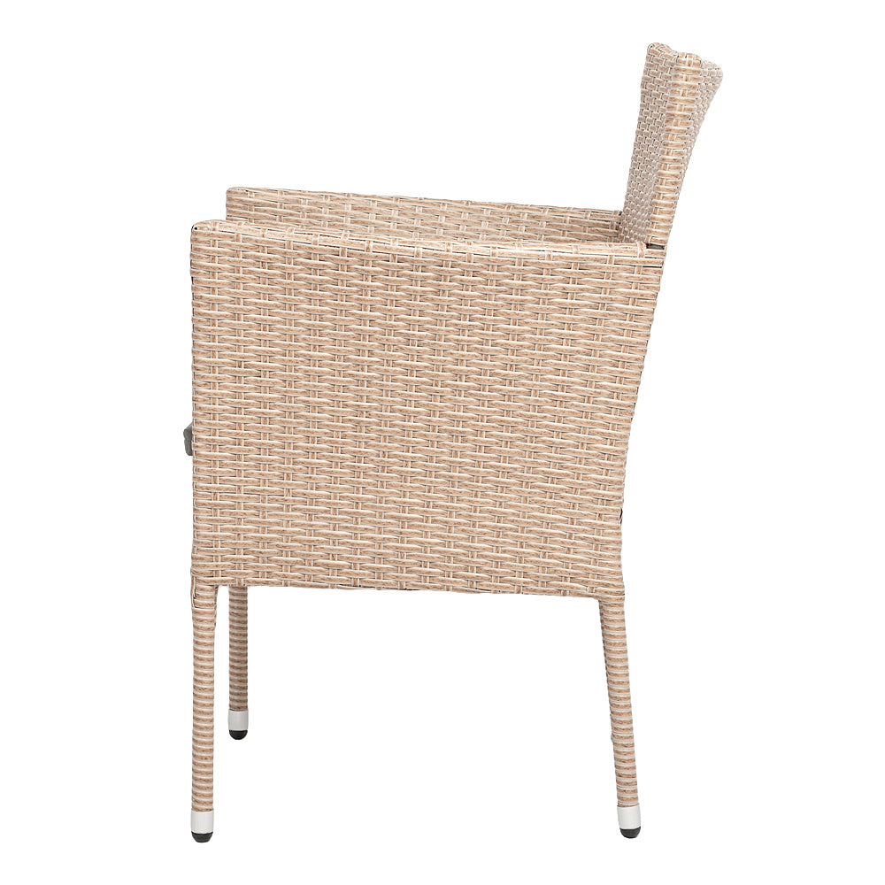 2er-Set Armlehnstuhl SHARON Polyrattan Natural inkl.Kissen