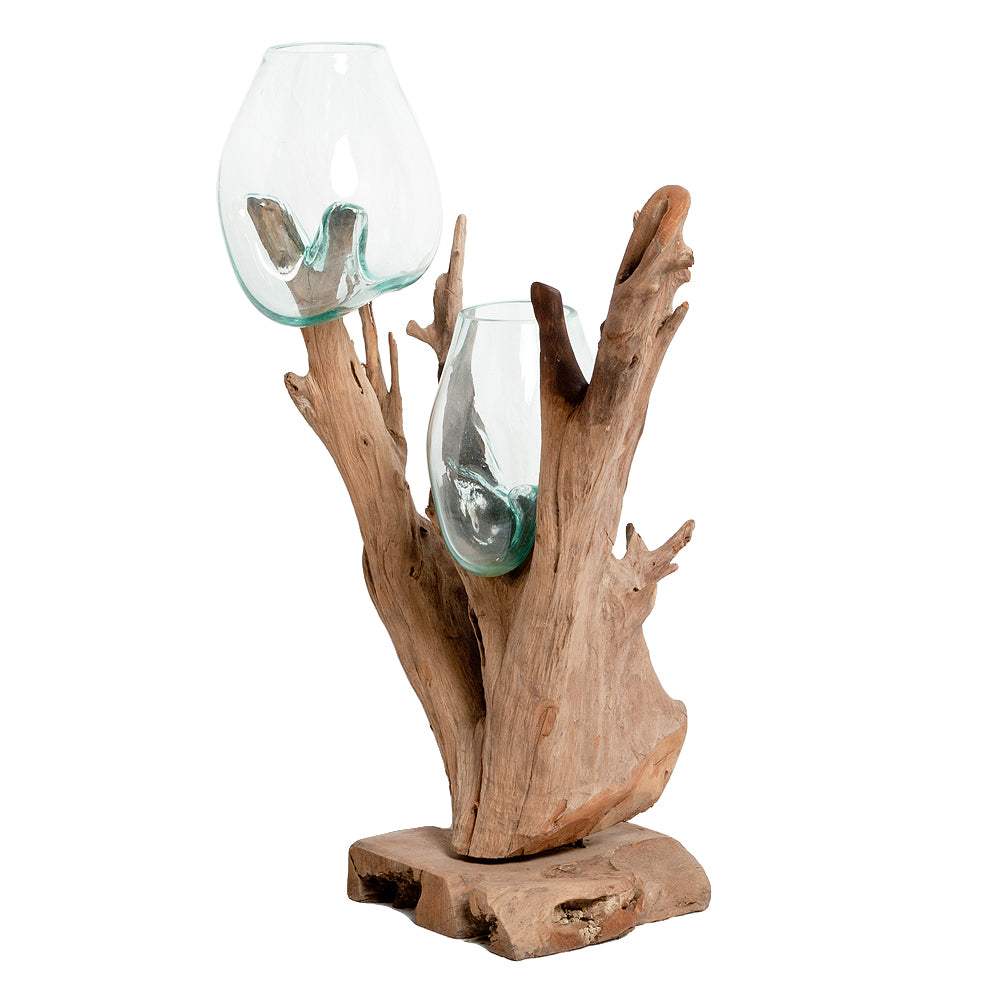 Einzigartiges Deko-Objekt DROP-DUO ca. H100-120cm Teak Unikat