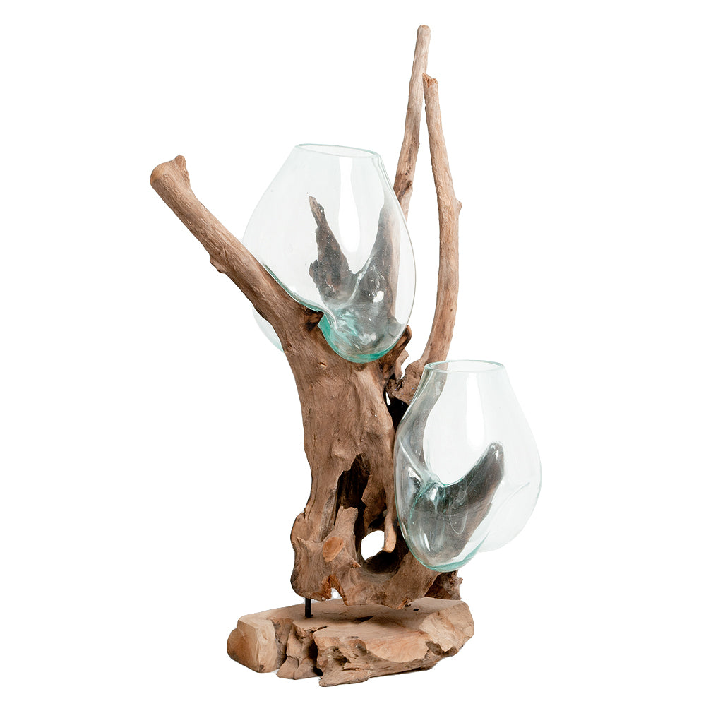 Einzigartiges Deko-Objekt DROP-DUO ca. H100-120cm Teak Unikat