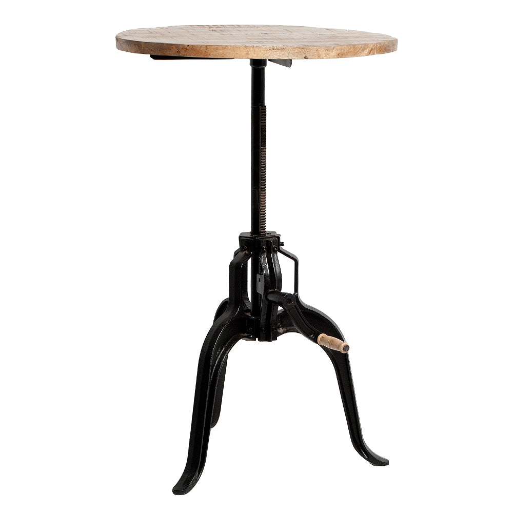 Höhenverstellbarer Esstisch ROUND Natural D70cm Mango Gusseisen