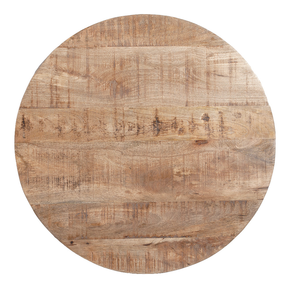 Höhenverstellbarer Esstisch ROUND Natural D70cm Mango Gusseisen