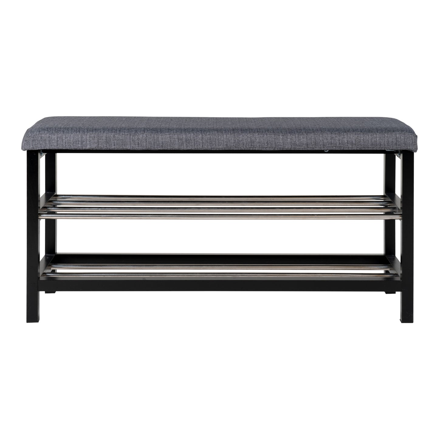 Moderne Bank DOVER grau/schwarz zwei Regalböden ca. 100cm