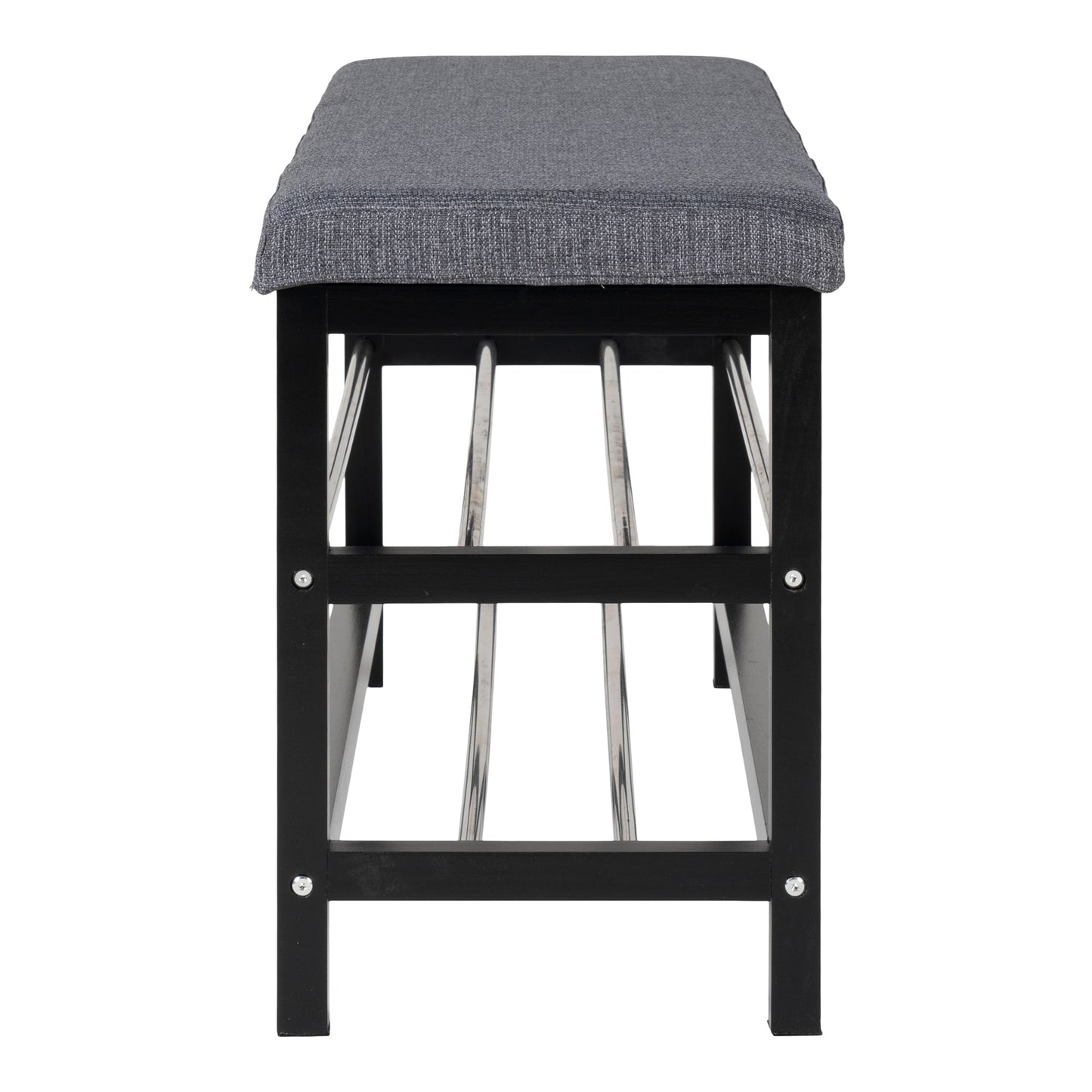 Moderne Bank DOVER grau/schwarz zwei Regalböden ca. 100cm