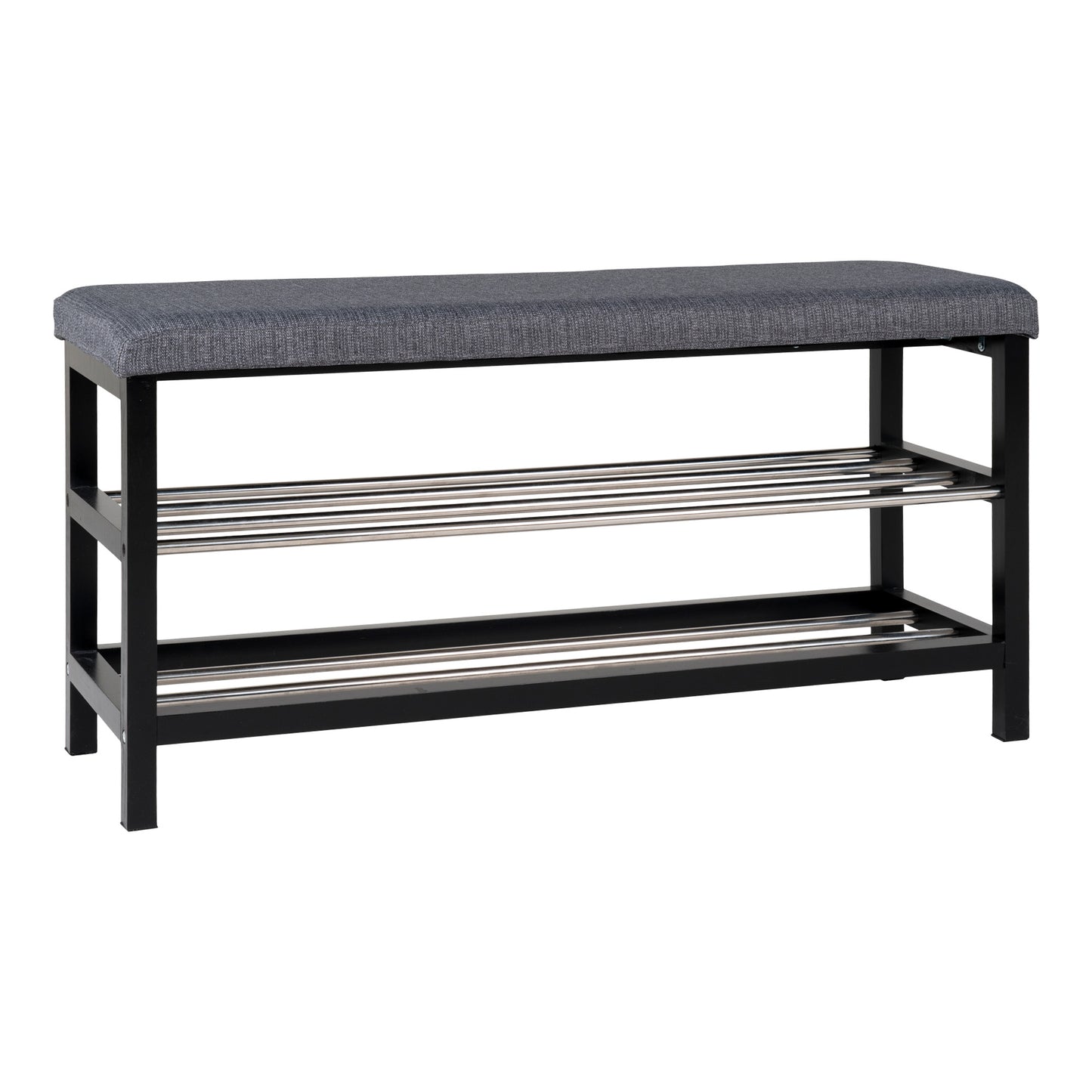 Moderne Bank DOVER grau/schwarz zwei Regalböden ca. 100cm