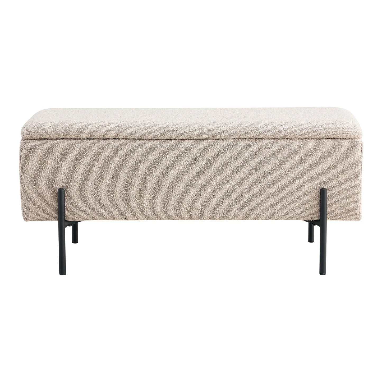 Elegante Bank NIZZA mit Stauraum 95cm Bouclé-Stoff beige