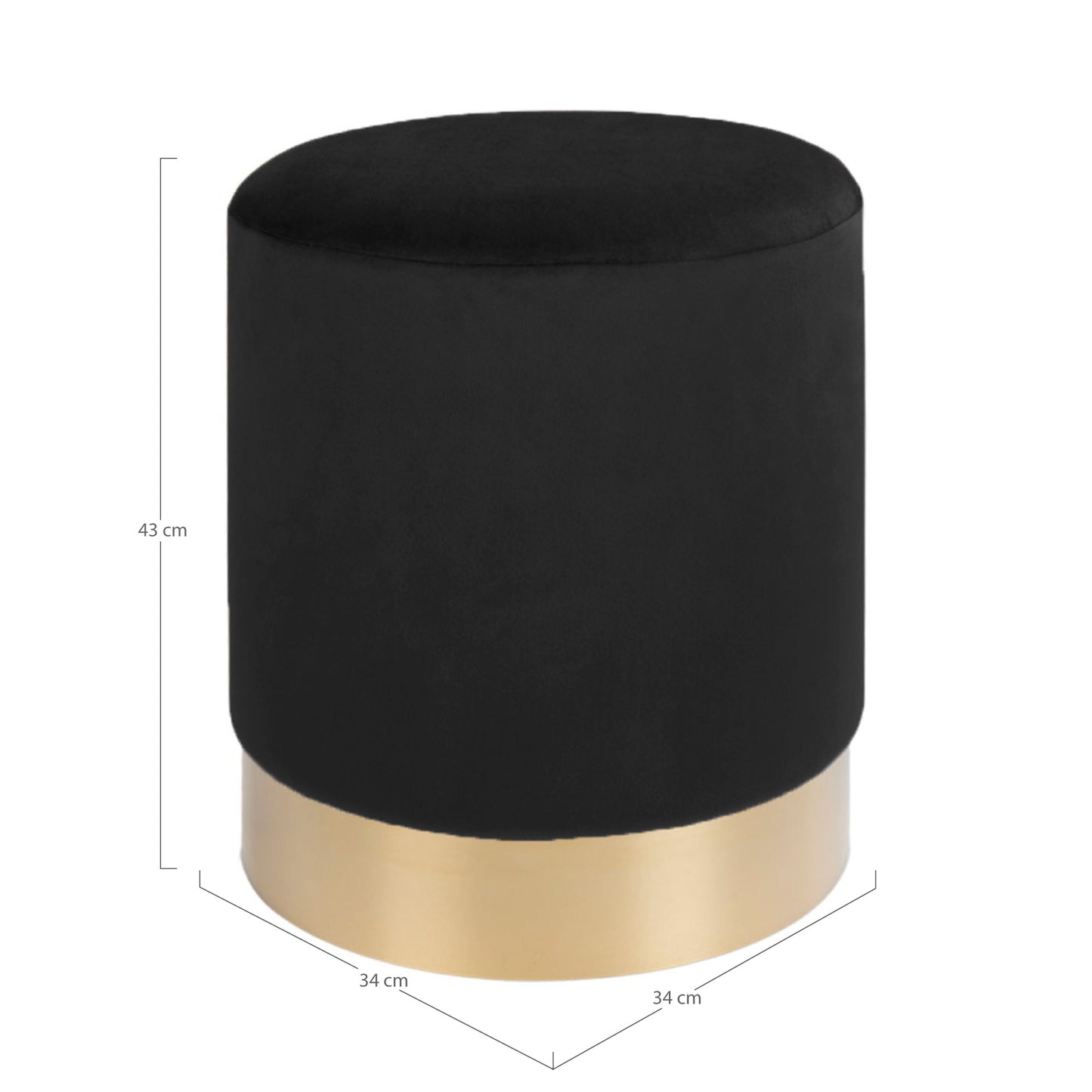 Eleganter Hocker CHANTAL 43cm schwarz Samt