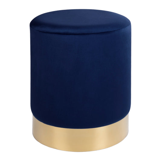 Eleganter Hocker CHANTAL 43cm dunkelblau Samt