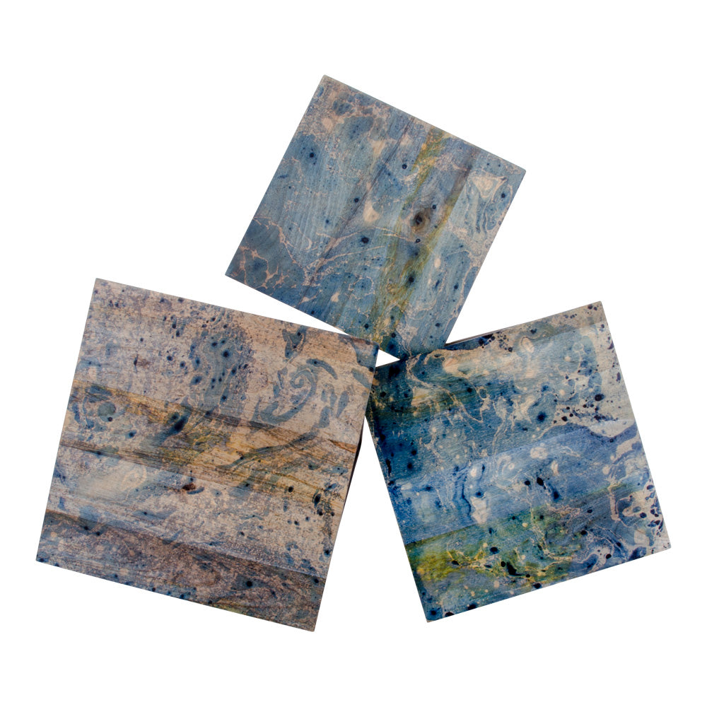 Design Beistelltisch-Set CHIRA 3-teilig Mango-Holz blau