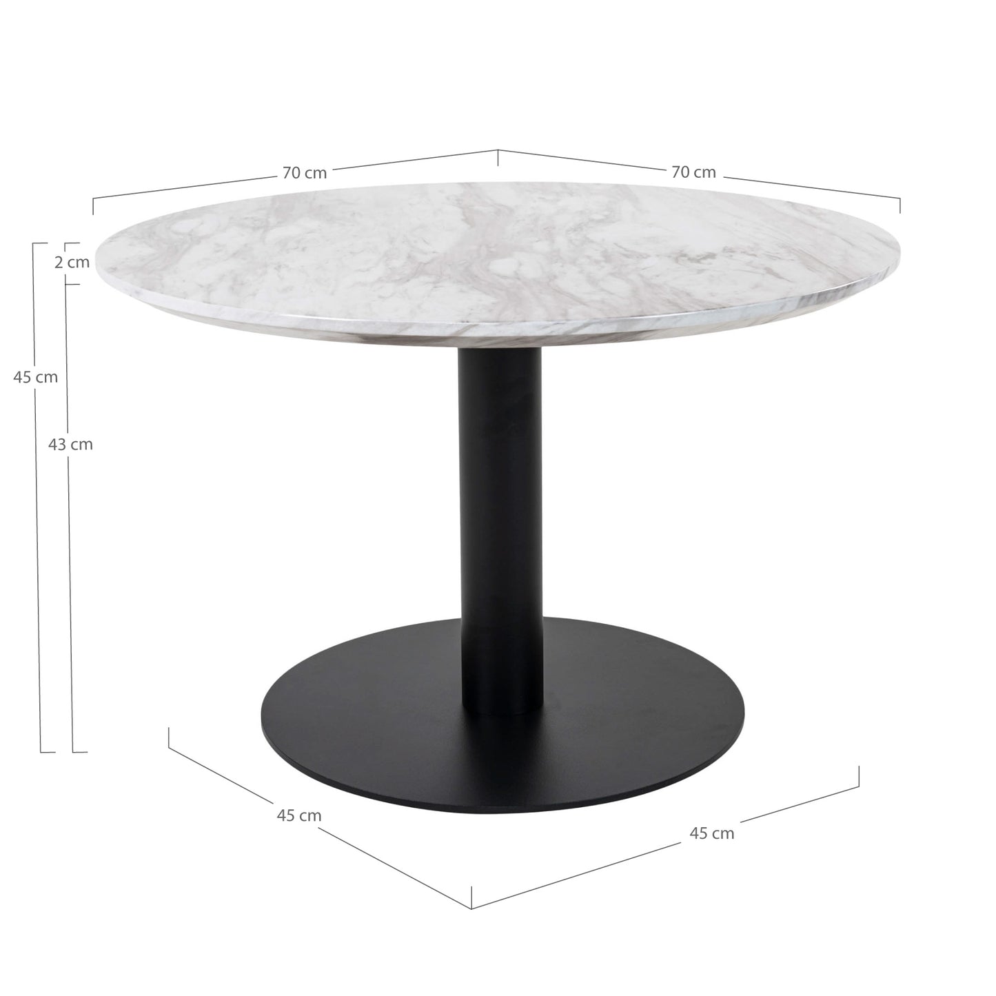 Stylischer Couchtisch ZANOL in Marmor-Look ca.D70cm